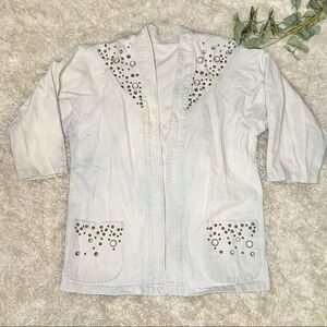 Vintage Super Light Wash Denim Rhinestone Jacket